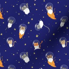 an image of cats in space on a blue background