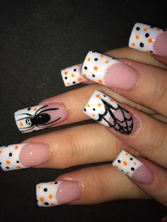 French Acrylic Nail Designs, Fancy Nail Art, Cruise Nails, Halloween Acrylic Nails, Fingernail Designs, Fancy Nails Designs, French Acrylic Nails, Fall Nail Art