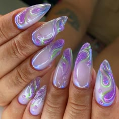 Winx Mood, 3d Nail Designs, Aurora Nails, Purple Nail Art, Purple Nail Designs, Glass Nails