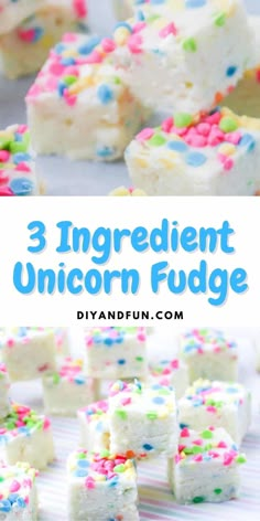 3 ingredient unicorn fudge cake with sprinkles