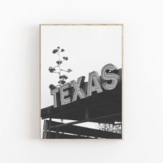 a black and white photo with the word texas on it