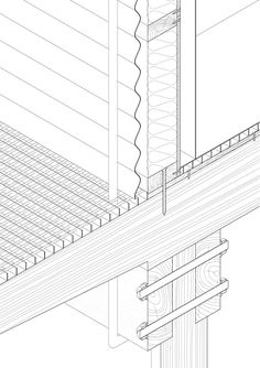 a line drawing of the side of a building