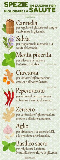 Erbe E Spezie In Cucina: Quali Usare Per Migliorare la Salute - Alimentazione E Card, Improve Health, Fruits And Vegetables, Beauty Care, Health Food, Natural Remedies, Healthy Life, Health And Wellness, Healthy Lifestyle