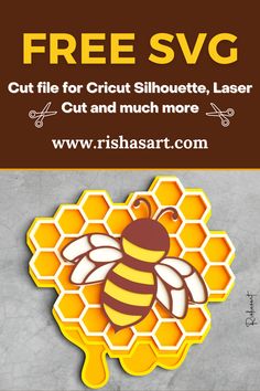 Bee FREE SVG Designs Make Your Own Paper, Shadow Box Gifts, Free Cricut Svg Files, Bee Svg, Bee Free, Free Cricut Svg, 3d Mandala, Free Cricut