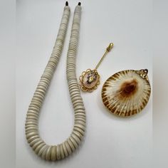 Beautiful Vintage Lot! Ultra Rare Finds. High Quality Puka Shells Choker. The Opihi Shell Pendant Is Double Sided And Has Such Gorgeous Luster To It. Unique Birthday Gifts. Unique Vintage Gifts Shell Choker, Puka Shell, Unique Birthday, Unique Birthday Gifts, Stick Pins, Shell Pendant, Cream And Gold, Gifts Unique, Vintage Gifts