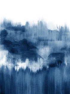 an abstract painting with blue and white colors