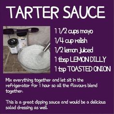 the instructions for how to make tarter sauce