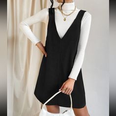 Work Outfits Frauen, Outfit Elegantes, Business Casual Outfits For Work, Stylish Work Outfits, Casual Work Outfits, Pinafore Dress, White Sweater, Work Outfits Women, Professional Outfits