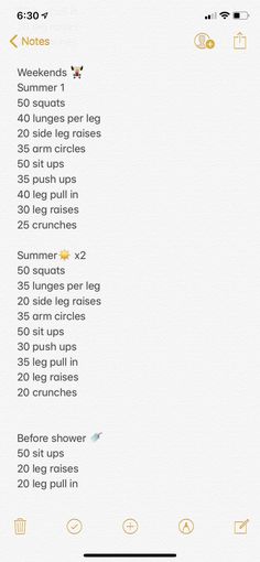 an iphone screen showing the workout schedule