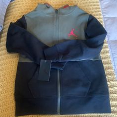 Never Worn- Super Soft, Front Zipper, Hooded, From Pockets- Black, Army Green Black Fleece Outdoor Tops, Black Fleece Tops For Outdoor, Sporty Sweatshirt For Outdoor Activities, Jordan Boys, Jordan Shirts, Black Army, Boys Sweatshirts, Kids Jordans, Army Green