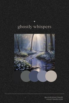 an image of a forest with the words ghostly whispers on it's front cover