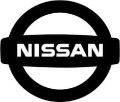 the nissan logo is shown in black and white