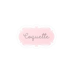 the word coquette written in cursive writing on a white background with pink accents