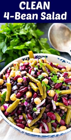 a bowl filled with beans and other vegetables