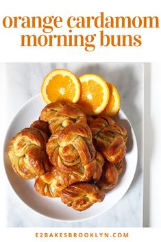 orange cardamoon morning buns on a white plate