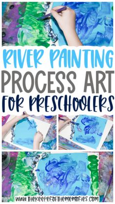 an art project for kids with watercolors and text that says river painting process art