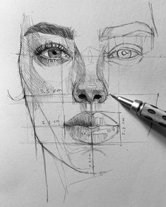 a pencil drawing of a woman's face