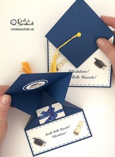 someone is holding a graduation cap and diploma card