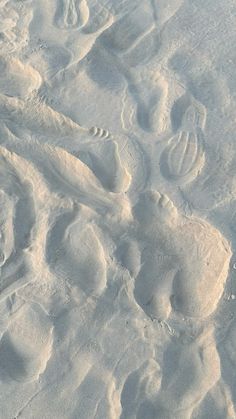 an aerial view of snow covered ground with traces in the snow and footprints on it