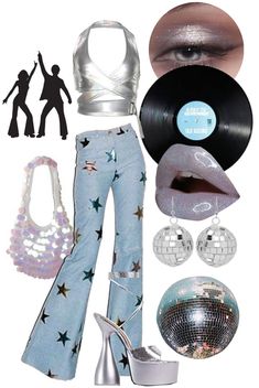 Disco Ideas Outfit, Disco Jeans Outfit, Disco Outfit Halloween, Diy Disco Outfit Ideas, Disco Aesthetic Outfit Party, 70s Disco Glam Outfit, Funk Outfit For Women, 70s Outfits 1970s Disco, Disco 90s Party Outfit