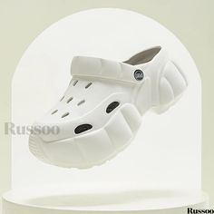 Russoo - 2023 Latest Mens Fashion Clogs: Comfortable Hollow Out Sandals Ideal for Casual Beachwear, Featuring Sturdy Soles for Spring & Summer Seasons White Casual Eva Clogs, White Round Toe Eva Clogs, White Eva Clogs With Round Toe, White Round Toe Sandals For Leisure, Casual White Clogs For Vacation, Casual Non-slip Eva Clogs, Casual Eva Clogs With Closed Toe, Casual White Platform Clogs, Casual Closed Toe Eva Slides