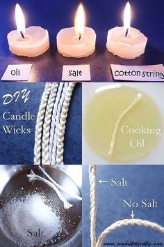 four candles are shown with instructions for how to make them look like they're floating