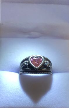 Beautiful Vintage Sterling Silver (.925) Pink Ice Heart Ring-Signed $ Size 8.5-9 Vintage Heart Ring For Valentine's Day Promise, Vintage Sterling Silver Heart Promise Ring, Vintage Silver Heart Ring For Valentine's Day, Valentine's Day 925 Stamped Heart Ring, Vintage Sterling Silver Heart Ring For Valentine's Day, Vintage Heart Ring Stamped 925 For Valentine's Day, Vintage Sterling Silver Heart Cut Ring, Vintage Sterling Silver Heart Shaped Ring, Vintage 925 Stamped Heart Ring