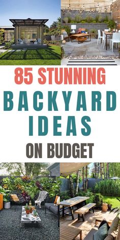 backyard landscaping ideas on budget with text overlay