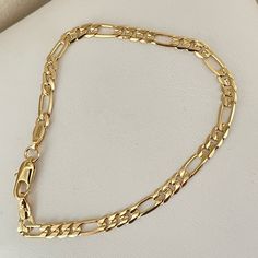 New!! Made With 10 Layers Of Solid 18k & 24k Gold Won’t Tarnish Hypoallergenic, Nickel Free Pulsera De Mujer Pulsera Fgaro I Trust God, Figaro Bracelet, Gods Will, Wrist Wear, I Trust, Cufflinks Men, Trust God, Womens Jewelry Bracelets, Cufflinks