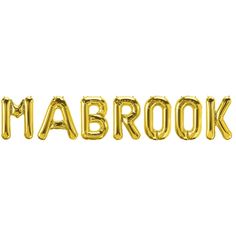 the word marrook spelled out in gold foil balloons on a white background photo