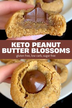 the peanut butter blossoms are made with gluten free, low carb sugar