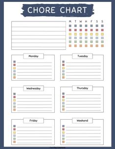 the printable chore chart for kids