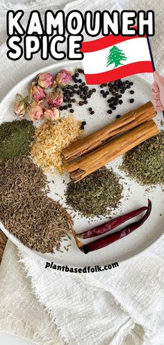 a plate of kamouneh spice spices and herbs Healthy Eating Inspiration, Family Recipe Book, South Lebanon, Spice Blends Recipes, Seasoning And Spice, Vegan Sauces, Dried Herbs, Lebanese Recipes, Spices And Seasonings