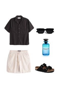 Men Summer Holiday Outfit, Men Casual Shorts Outfit, Black And White Summer Outfits Men, Mens Summer Outfits Shorts, Beach Outfit For Men Summer Styles, Men’s Clothing Beach, Songkran Outfit, Florida Outfits Men, Boy Beach Outfits