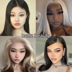 Bratz beauty makeup Bratz Doll Makeup Look Black Women, Bratz Dolls Make Up Looks, Different Makeup Styles Names, Type Of Makeup Looks, Cheers Makeup, Bratz Eye Makeup, Bratz Makeup Inspired, Bratz Doll Face, Bunny Pretty Makeup