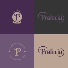 four different logos with the letters p, p and p in purple on top of each other