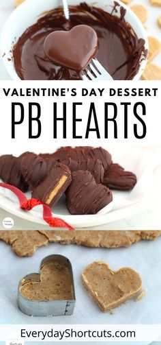 valentine's day dessert with heart shaped pretzels, peanut butter and chocolate