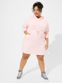 Hoodie Sweatshirt Dress, Knit Skater Dress, Almond Blossom, Dress Images, Torrid Dresses, Pink Mini, Pink Hoodie, Sweatshirt Dress, Plus Size Dress