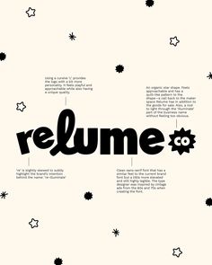 the word resume written in black and white with stars around it, as well as an image