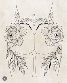 an image of a woman's breast with flowers on it