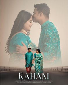 the poster for kahani is shown with two people standing next to each other