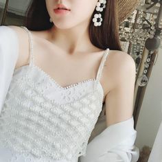 Pearl Top Plus Size, Luxury Pearl Embellished Tops For Women, Luxury Pearl Embroidered Top For Reception, Luxury Elegant Crop Top With Crystal Embellishments, Luxury Trendy Crop Top For Party, Luxury Women's Tops With Pearl Embellishments, Chanel Pearl Top, Pearl Crochet Top Over Dress, Pearl Crop Top