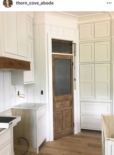 the kitchen is clean and ready to be used as a dining room or office space