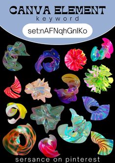 an image of some colorful objects on a black background with the words sersance on pinterest