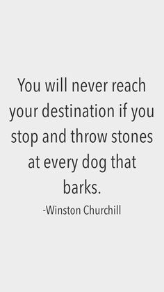 the quote you will never reach your destination if you stop and throw stones at every dog that baks