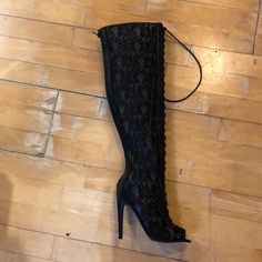 Black Lace Tie Up Boots To The Knee Tie Up Boots, Lace Tie, Lace Up Boots, Knee Boots, Black Lace, The Knee, Shoe Laces, Lace Up, Women Shoes