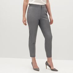 These women's light grey dress pants never met a season or shoe they didn’t like. Accessorize them with a tan lace-up, white sneaker or black heel. Our light grey dress pants will become a staple in your wardrobe. Make it a whole suit by pairing it with our women's jacket! Light Gray Dress Pants, Comfortable Dress Pants, Light Grey Blazer, Light Grey Dress, Light Grey Suits, Grey Suit Jacket, Tuxedo Women, Gray Dress Pants, Grey Dress Pants