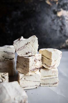 several pieces of ice cream stacked on top of each other