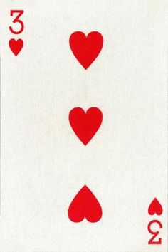 four hearts playing cards from the back