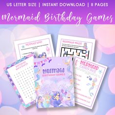 mermaid birthday games for kids and adults with free printables to use on them